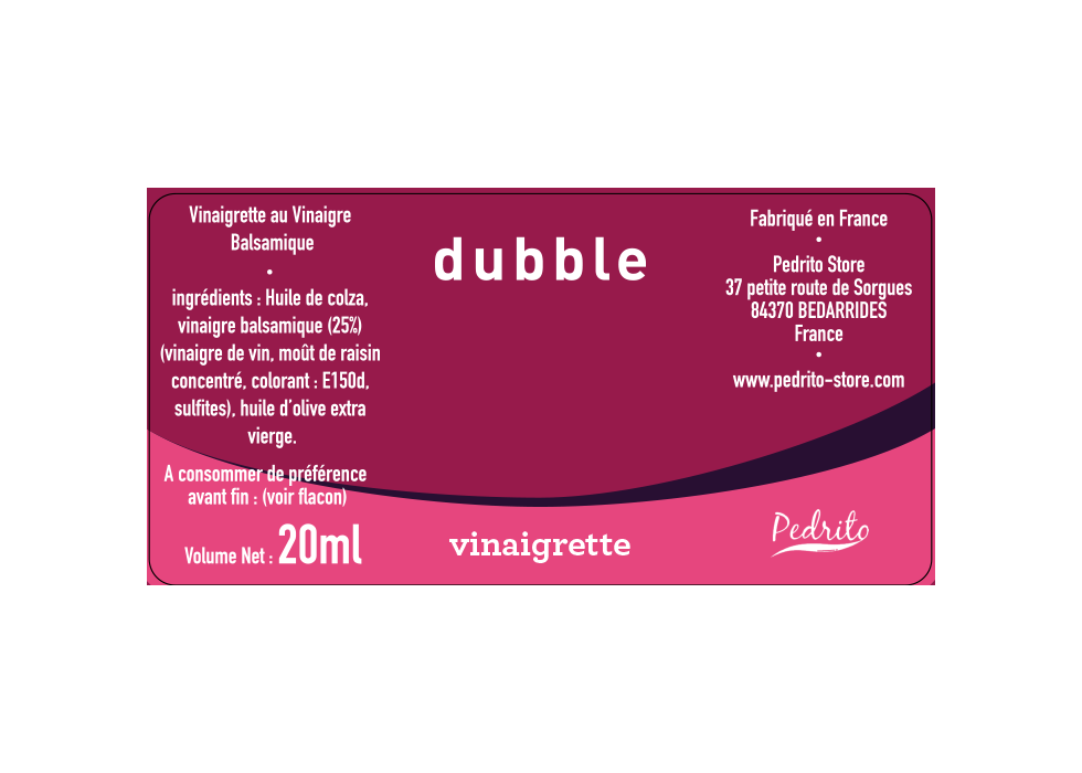 Vinaigrette au Vinaigre Balsamique DUBBLE 20ml (par 352 unités)