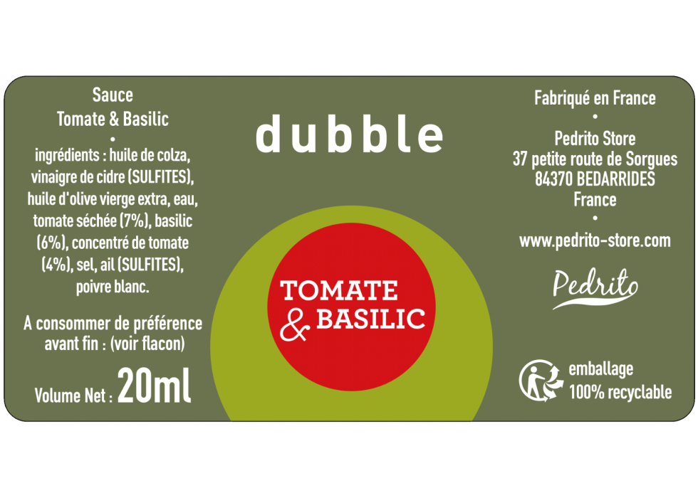 Sauce tomate Basilic Dubble 20ml  (par 352 unités)